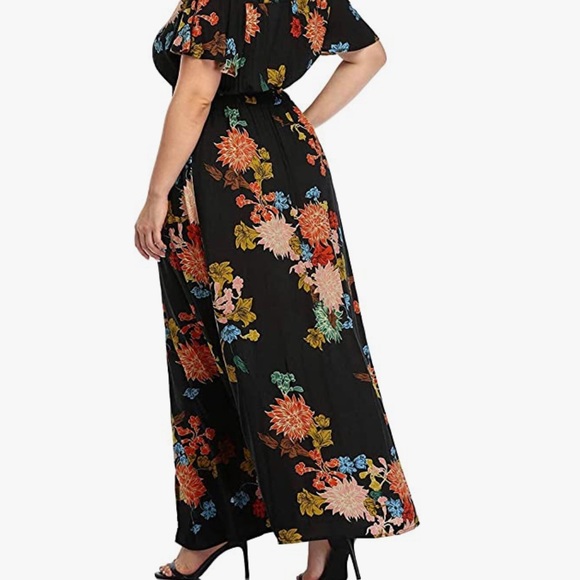 Women's Plus Size Boho Floral Print Button Up Short Sleeve Beach Maxi Dr… - Picture 2 of 4